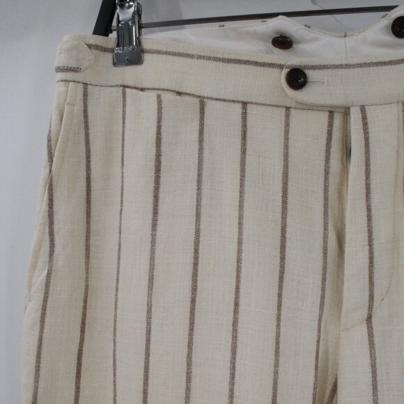 SUITSUPPLY Pants Mens 33 L28 JORT Silk Linen Blend Striped Straight Leg Trousers - Picture 2 of 13